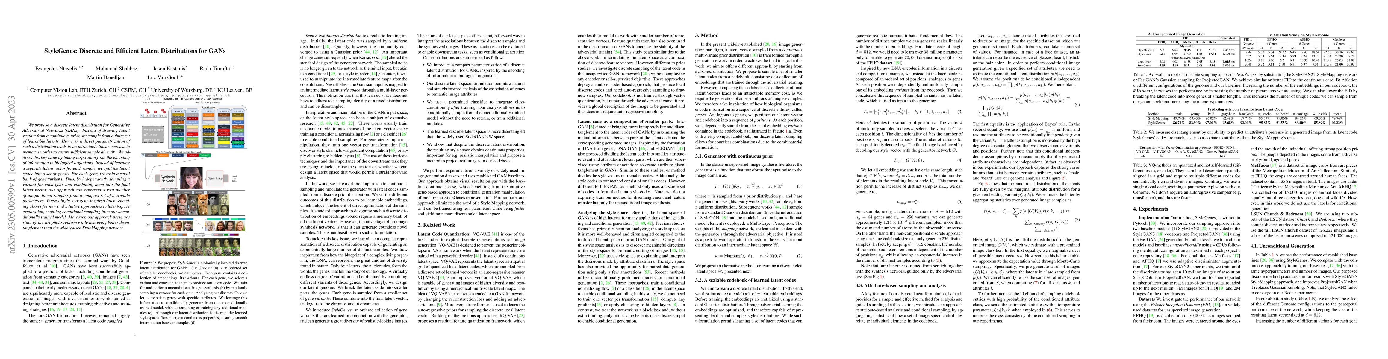 Thumbnail for StyleGenes: Discrete and Efficient Latent Distributions for GANs