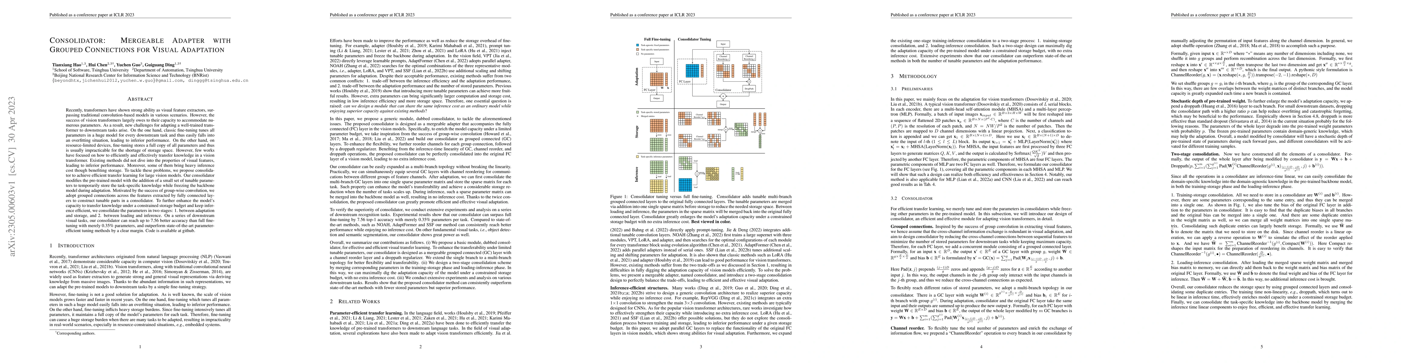 Thumbnail for Consolidator: Mergeable Adapter with Grouped Connections for Visual
  Adaptation