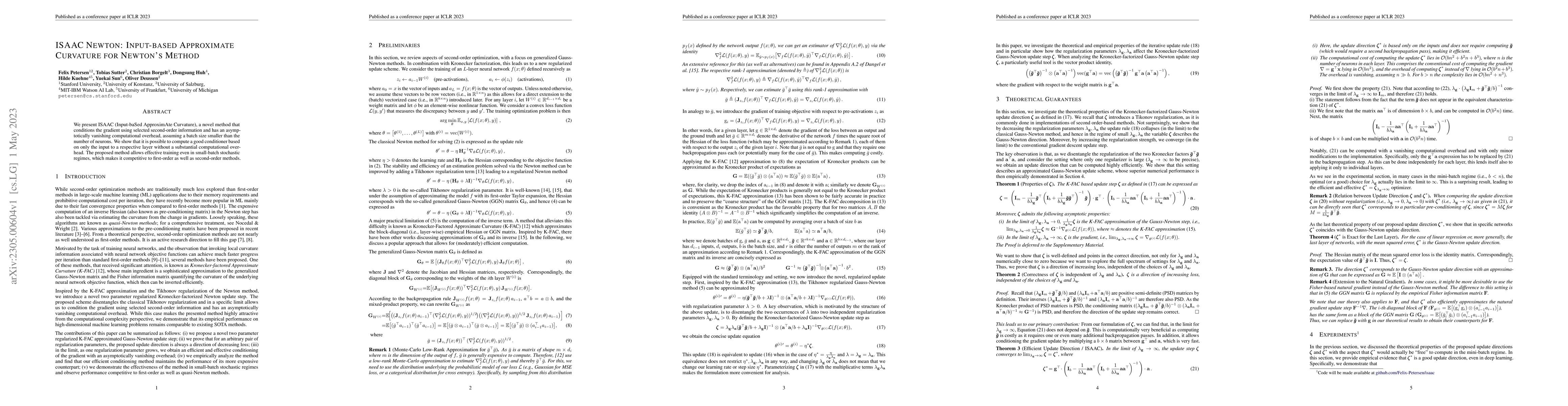 Thumbnail for ISAAC Newton: Input-based Approximate Curvature for Newton's Method