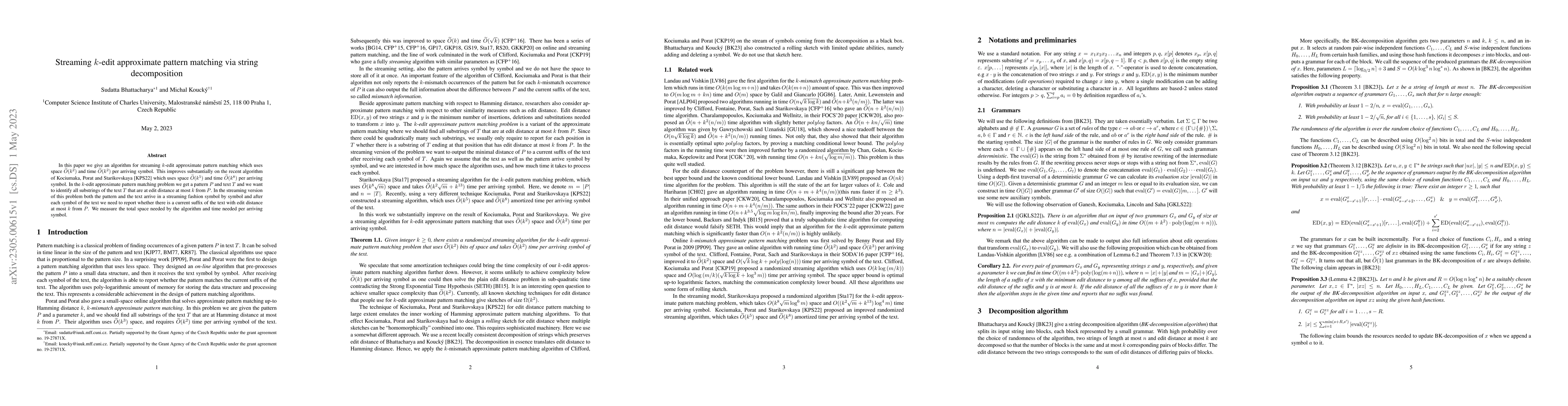 Thumbnail for Streaming $k$-edit approximate pattern matching via string decomposition