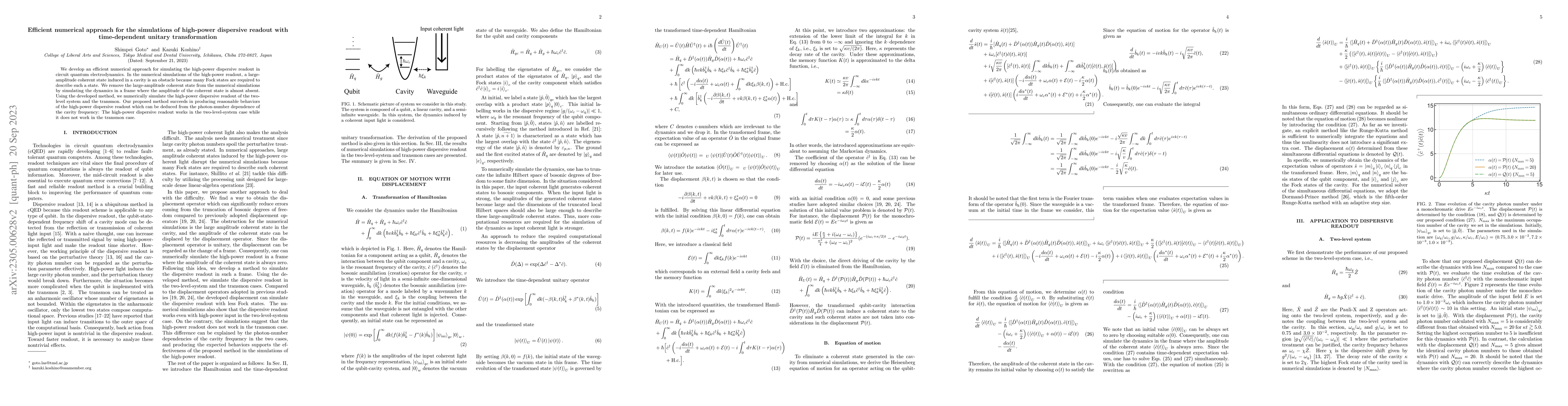 Thumbnail for Efficient numerical approach for the simulations of high-power
  dispersive readout with time-dependent unitary transformation