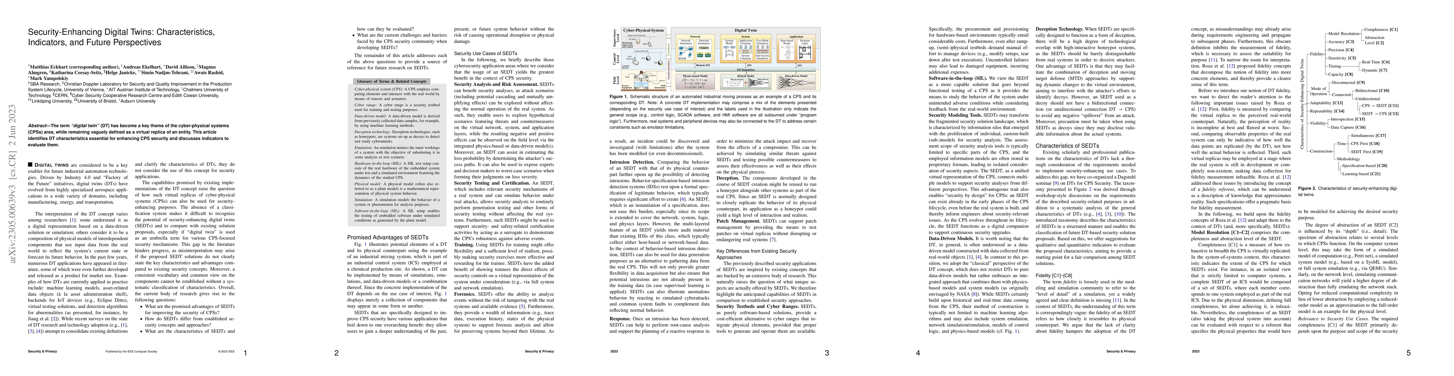 Thumbnail for Security-Enhancing Digital Twins: Characteristics, Indicators, and
  Future Perspectives