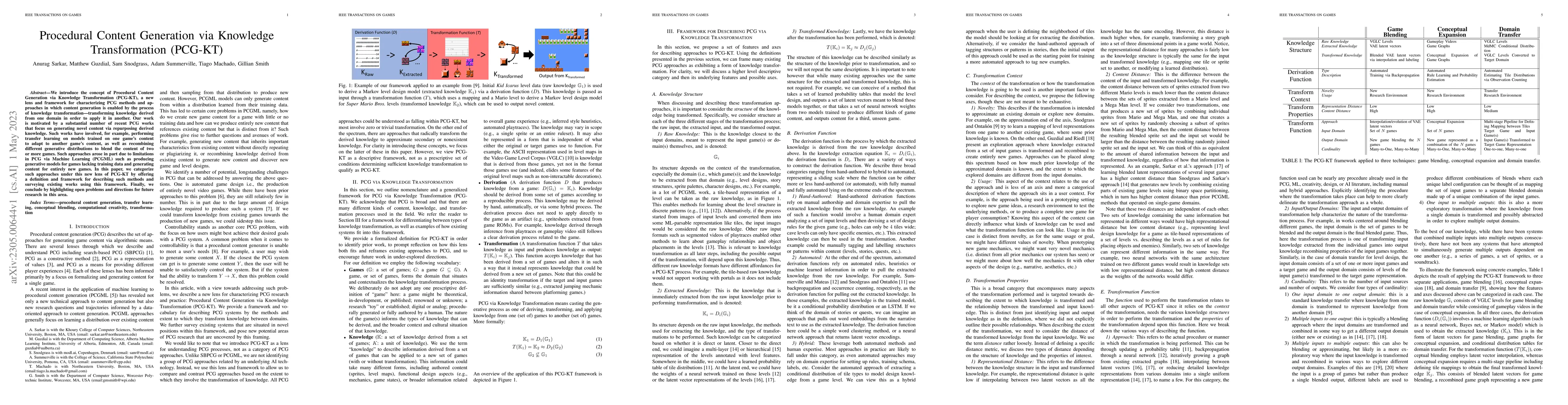 Thumbnail for Procedural Content Generation via Knowledge Transformation (PCG-KT)