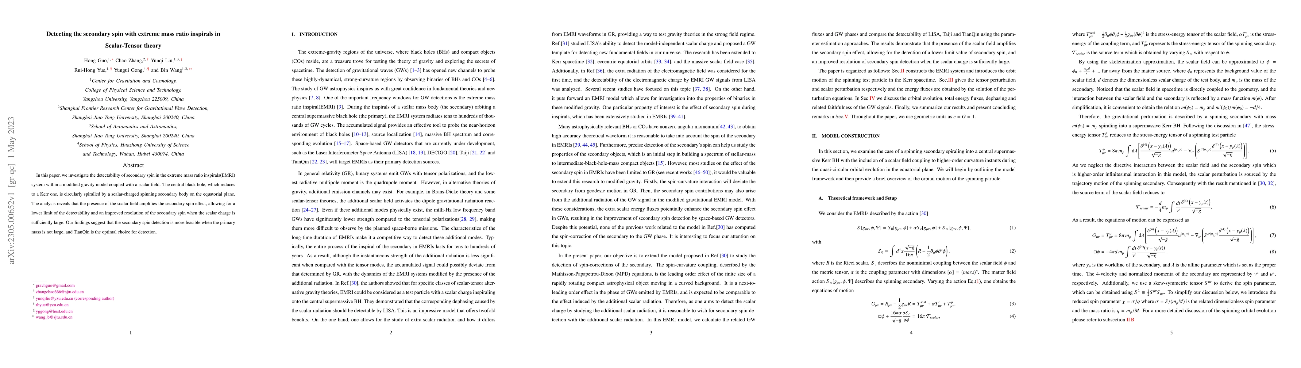 Thumbnail for Detecting the secondary spin with extreme mass ratio inspirals in
  Scalar-Tensor theory