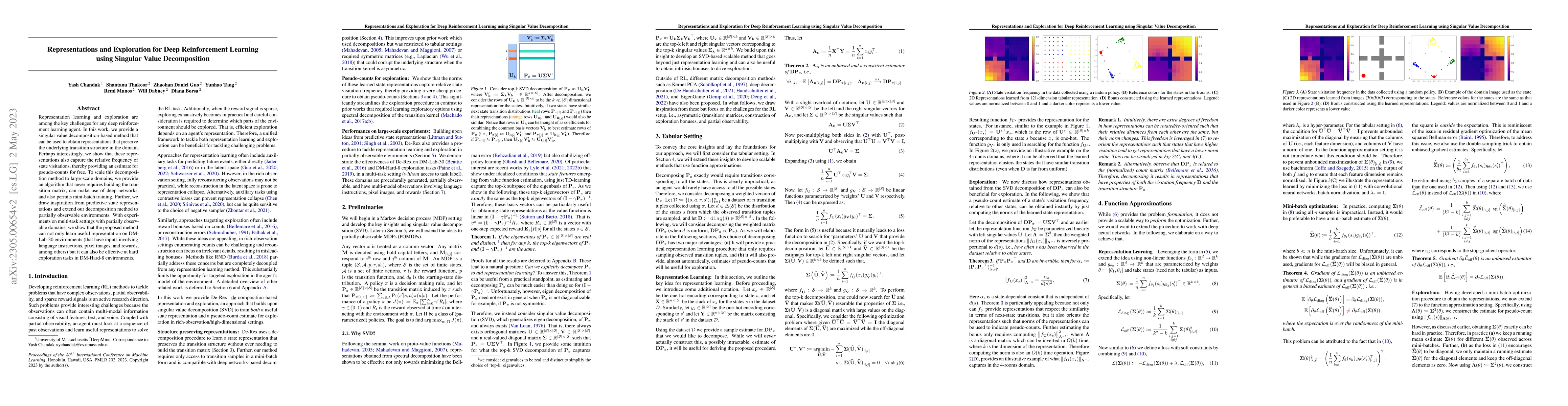 Thumbnail for Representations and Exploration for Deep Reinforcement Learning using
  Singular Value Decomposition