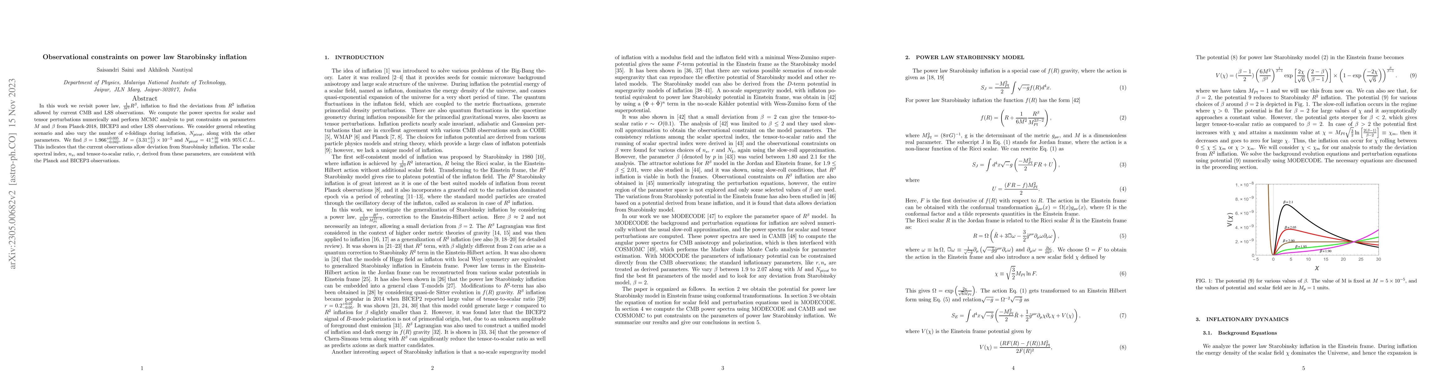Thumbnail for Observational constraints on power law Starobinsky inflation