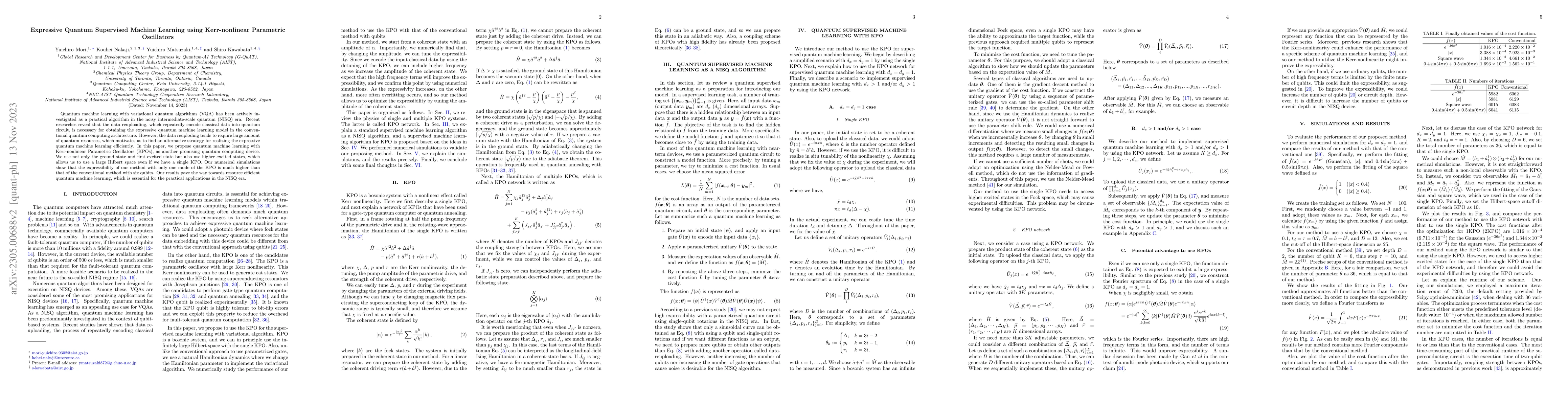 Thumbnail for Expressive Quantum Supervised Machine Learning using Kerr-nonlinear
  Parametric Oscillators