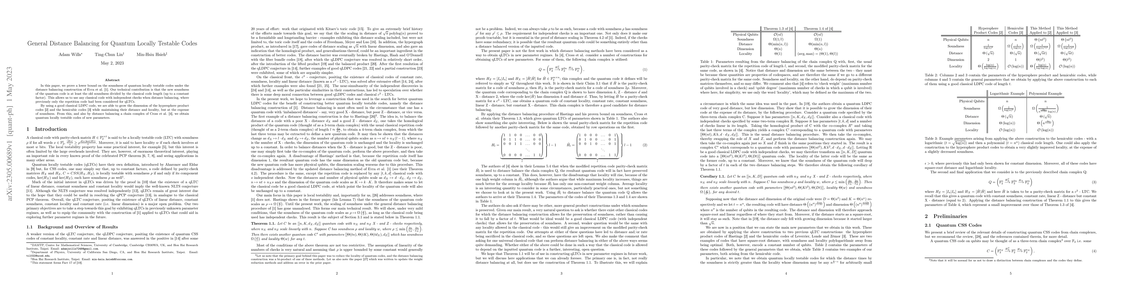 Thumbnail for General Distance Balancing for Quantum Locally Testable Codes