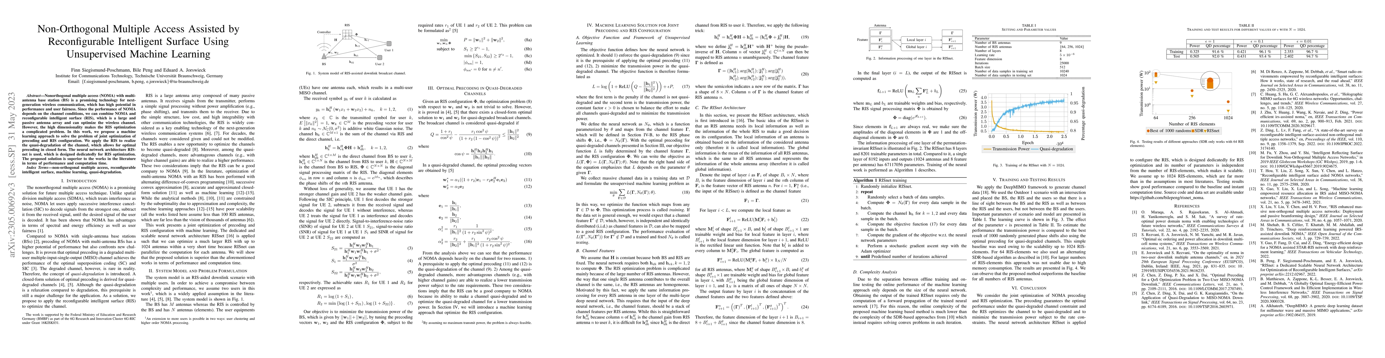 Thumbnail for Non-Orthogonal Multiple Access Assisted by Reconfigurable Intelligent
  Surface Using Unsupervised Machine Learning