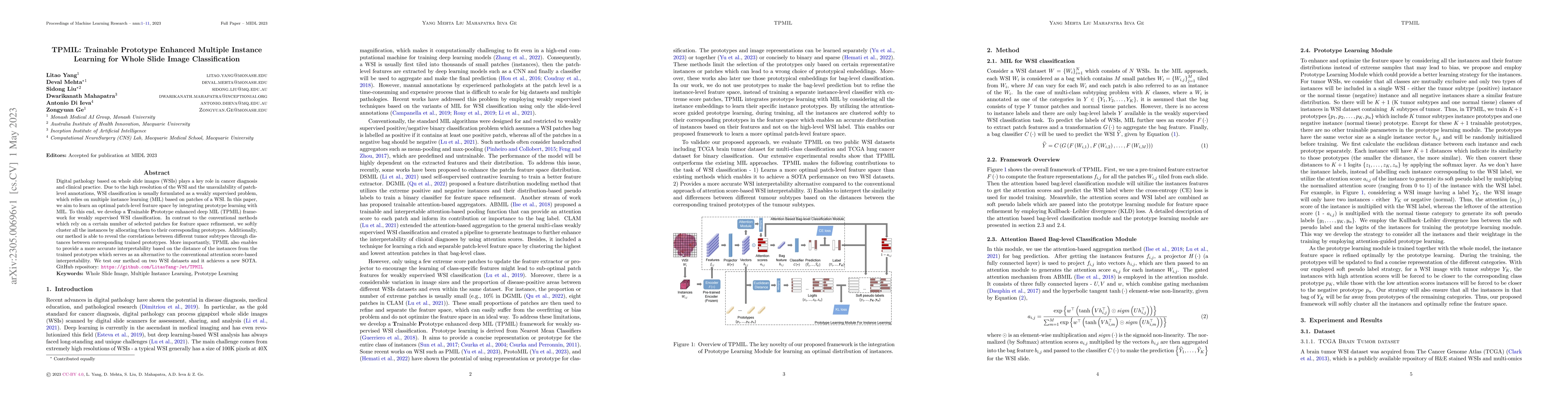 Thumbnail for TPMIL: Trainable Prototype Enhanced Multiple Instance Learning for Whole
  Slide Image Classification