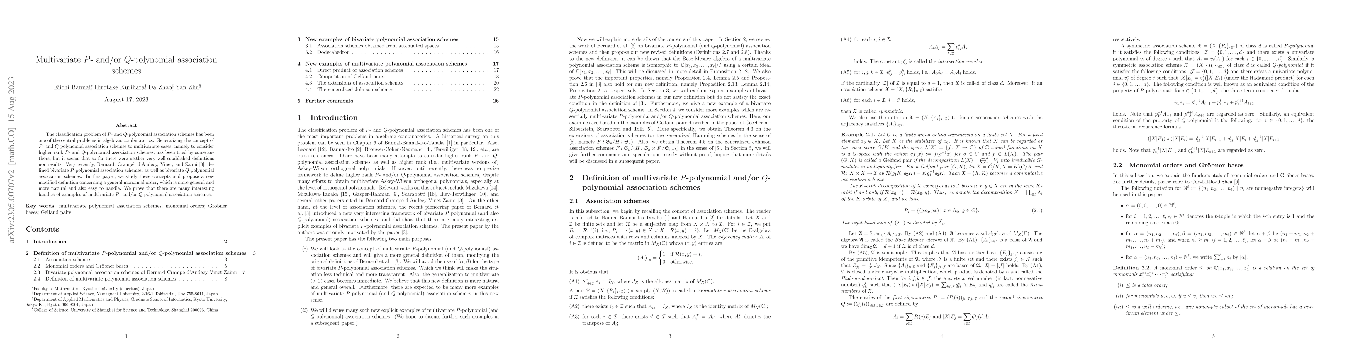 Thumbnail for Multivariate P- and/or Q-polynomial association schemes