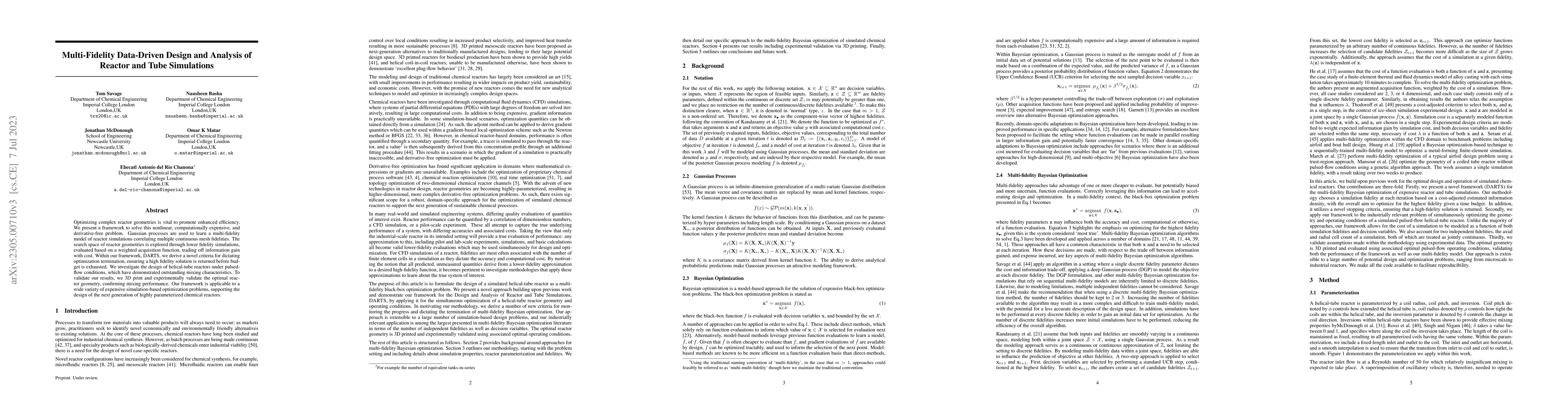 Thumbnail for Multi-Fidelity Data-Driven Design and Analysis of Reactor and Tube
  Simulations