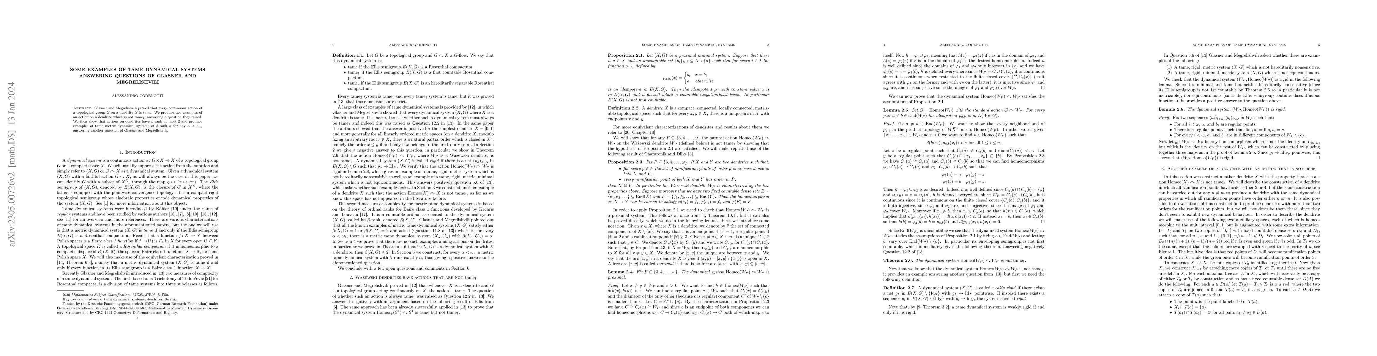 Thumbnail for Some examples of tame dynamical systems answering questions of Glasner
  and Megrelishvili