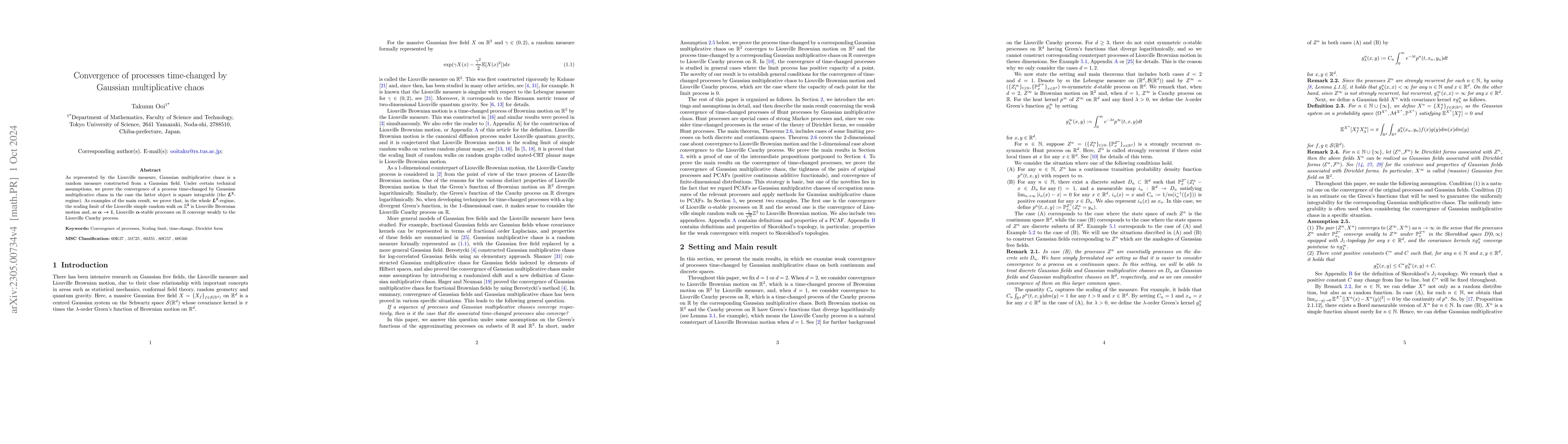 Thumbnail for Convergence of processes time-changed by Gaussian multiplicative chaos