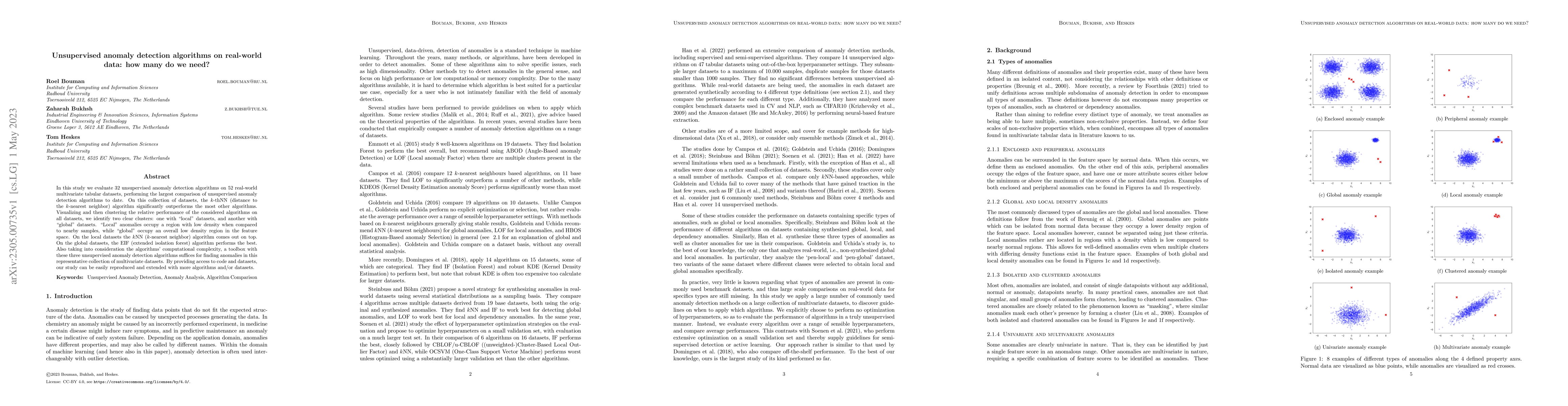 Thumbnail for Unsupervised anomaly detection algorithms on real-world data: how many
  do we need?