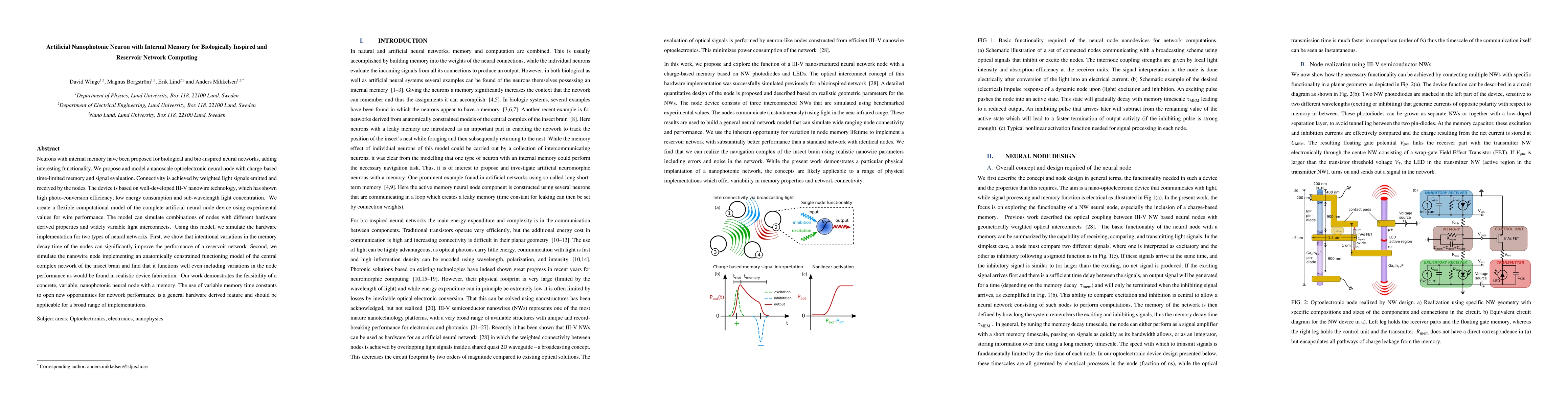 Thumbnail for Artificial Nanophotonic Neuron with Internal Memory for Biologically
  Inspired and Reservoir Network Computing