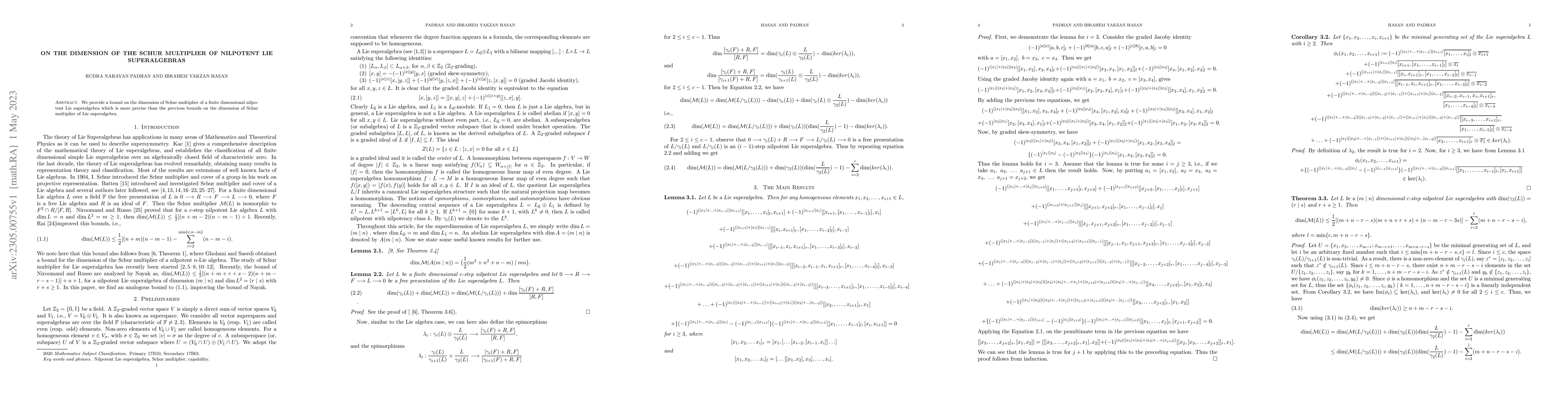 Thumbnail for On the dimension of the Schur multiplier of nilpotent Lie superalgebras