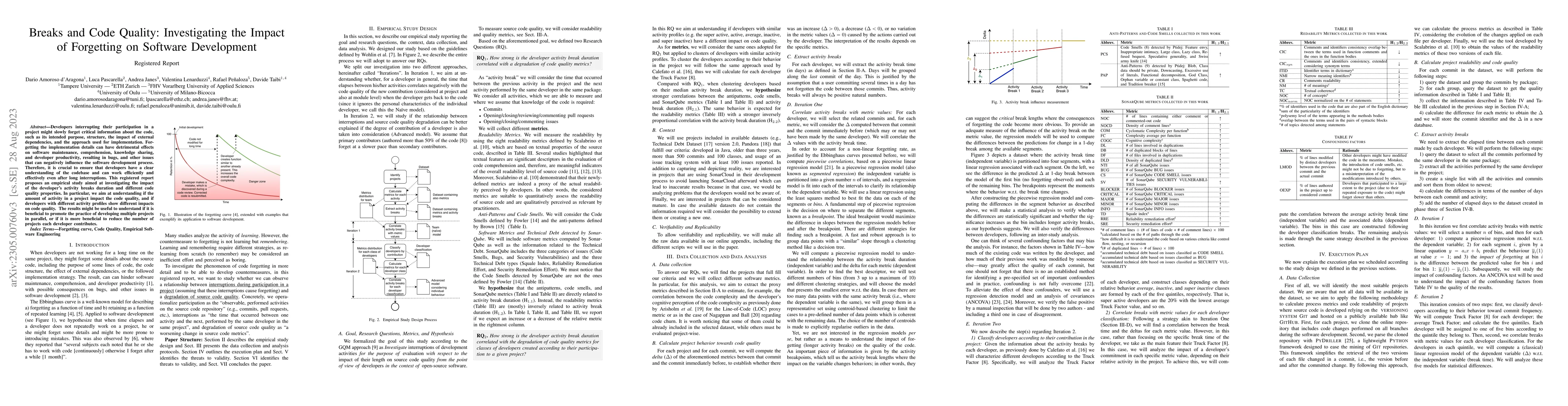 Thumbnail for Breaks and Code Quality: Investigating the Impact of Forgetting on
  Software Development. A Registered Report
