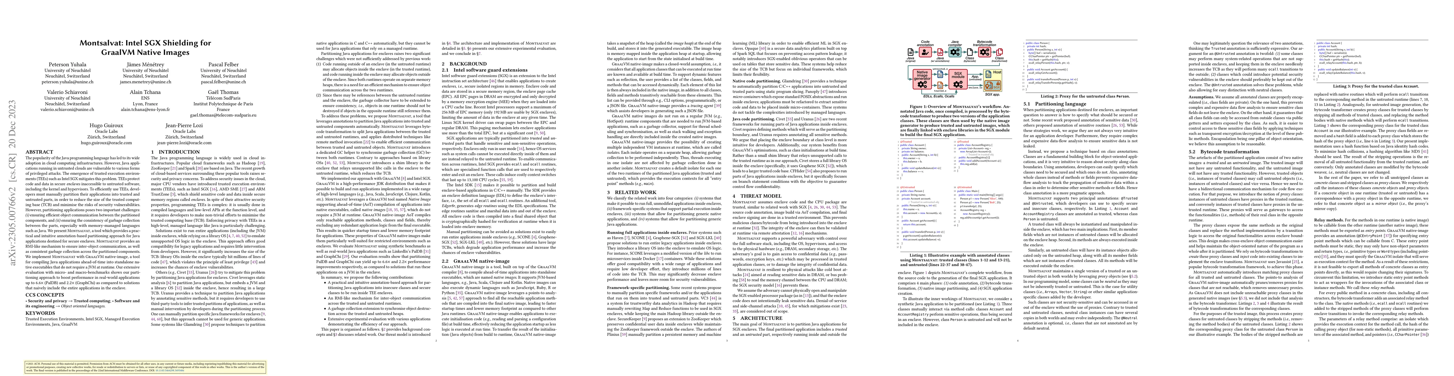 Thumbnail for Montsalvat: Intel SGX Shielding for GraalVM Native Images