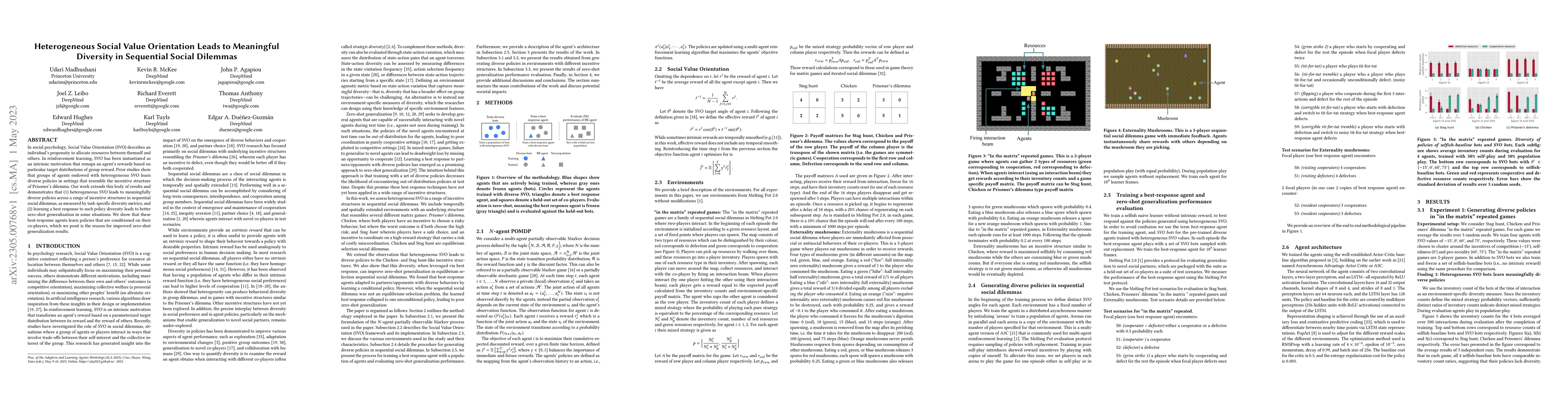 Thumbnail for Heterogeneous Social Value Orientation Leads to Meaningful Diversity in
  Sequential Social Dilemmas