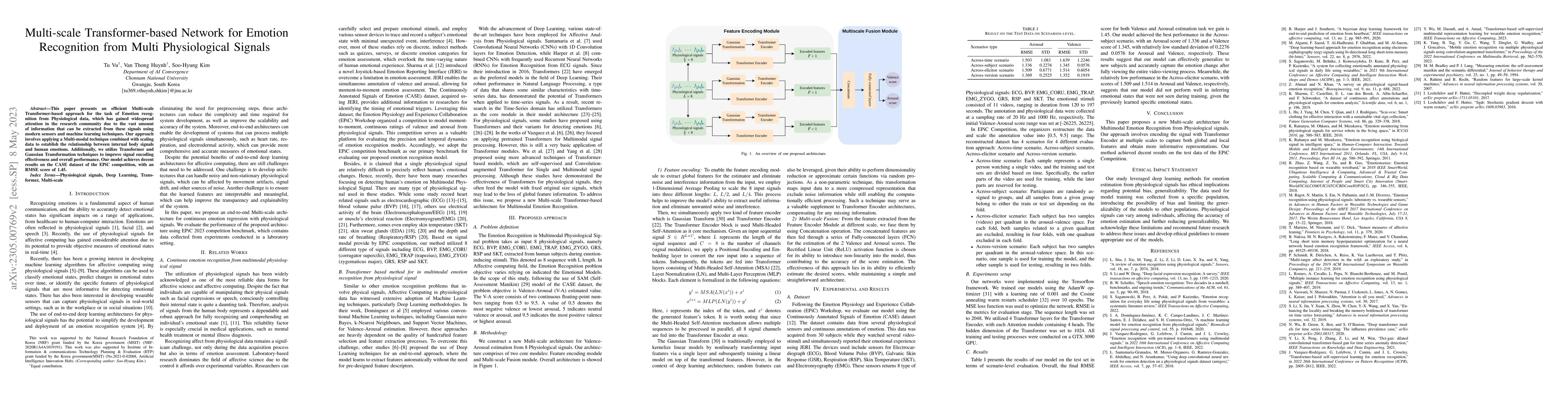 Thumbnail for Multi-scale Transformer-based Network for Emotion Recognition from Multi
  Physiological Signals