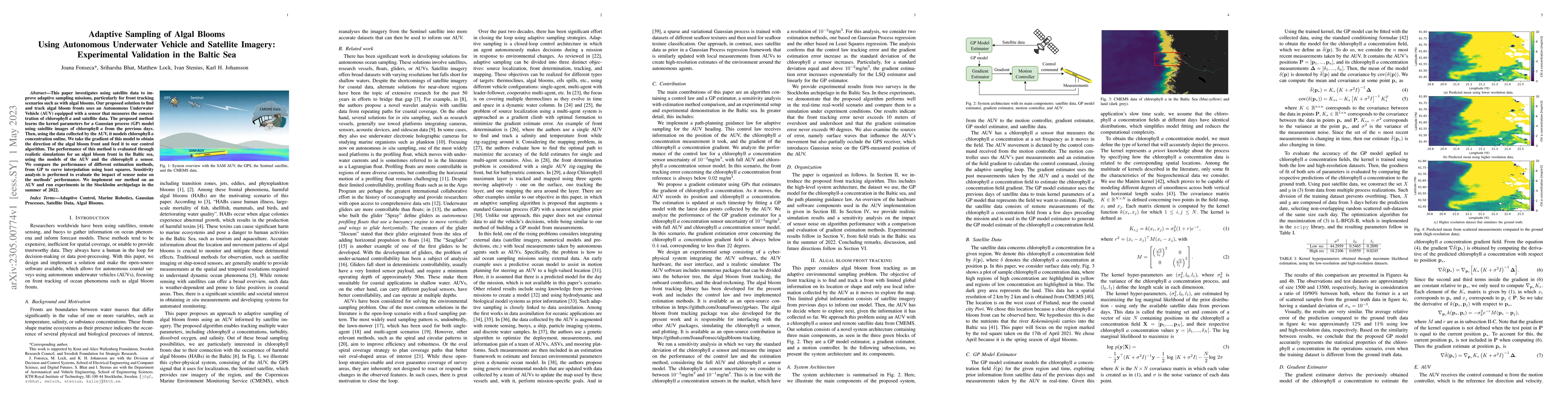 Thumbnail for Adaptive Sampling of Algal Blooms Using Autonomous Underwater Vehicle
  and Satellite Imagery: Experimental Validation in the Baltic Sea