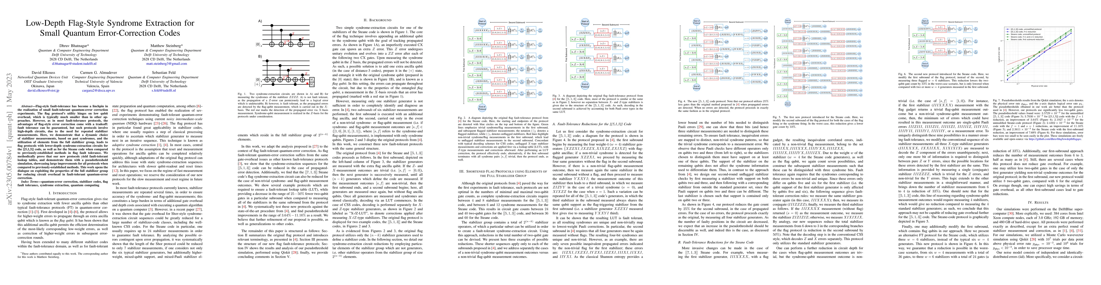 Thumbnail for Low-Depth Flag-Style Syndrome Extraction for Small Quantum
  Error-Correction Codes
