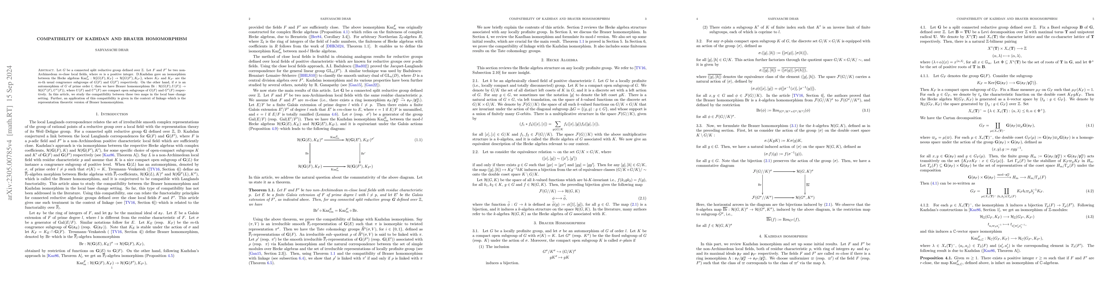Thumbnail for Compatibility of Kazhdan and Brauer homomorphism