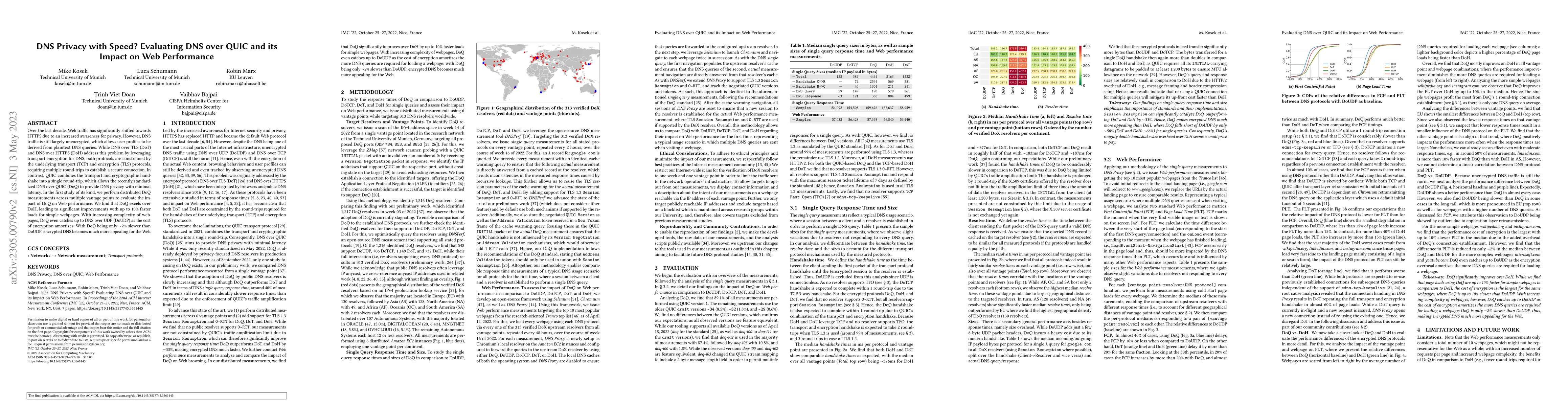 Thumbnail for DNS Privacy with Speed? Evaluating DNS over QUIC and its Impact on Web
  Performance