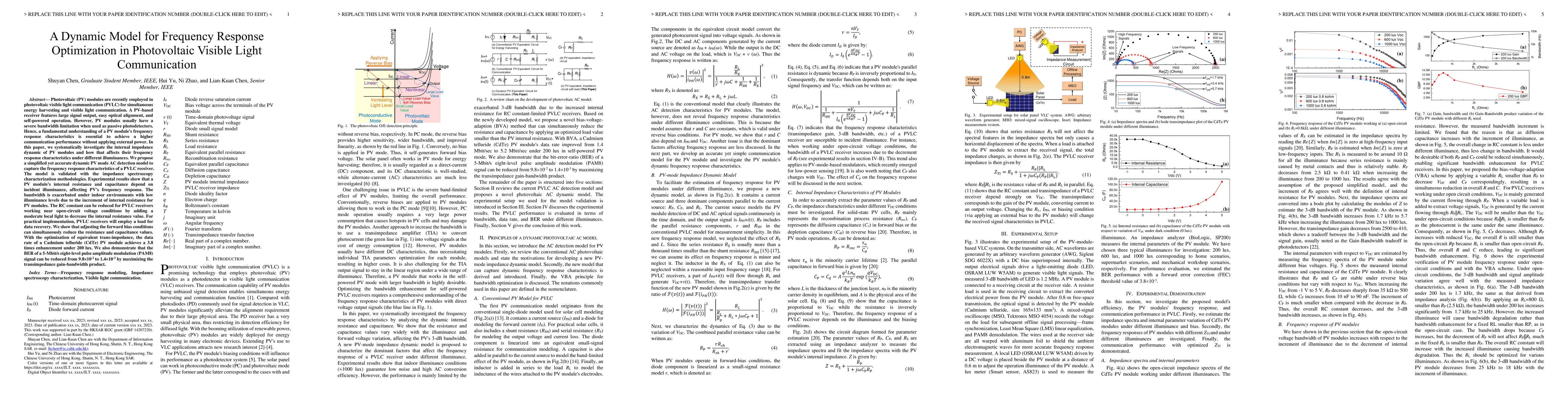 Thumbnail for A Dynamic Model for Frequency Response Optimization in Photovoltaic
  Visible Light Communication