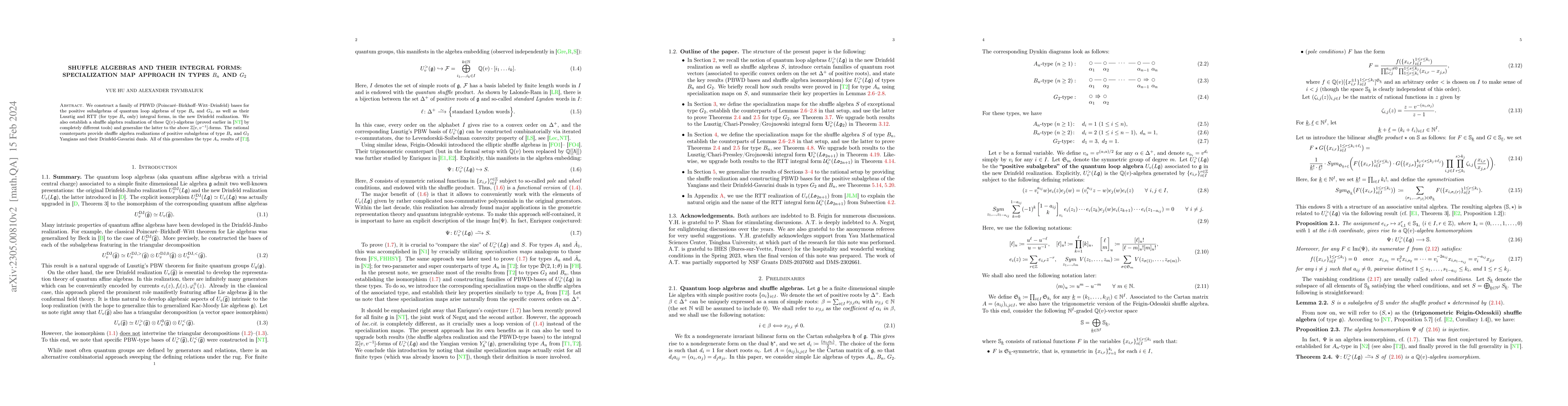 Thumbnail for Shuffle algebras and their integral forms: specialization map approach
  in types $B_n$ and $G_2$