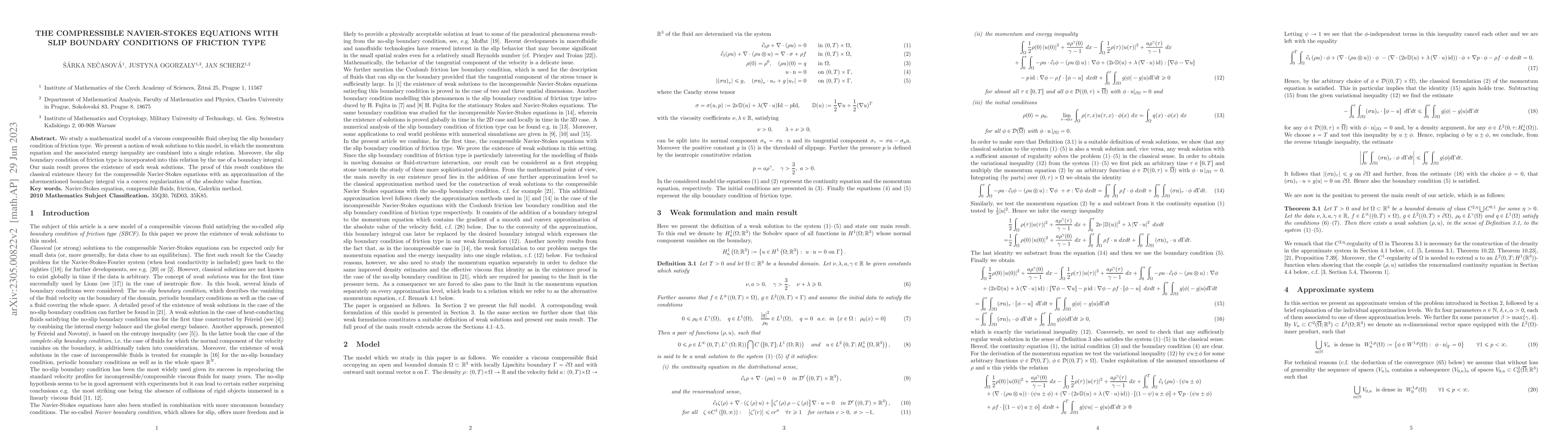 Thumbnail for The compressible Navier-Stokes equations with slip boundary conditions
  of friction type