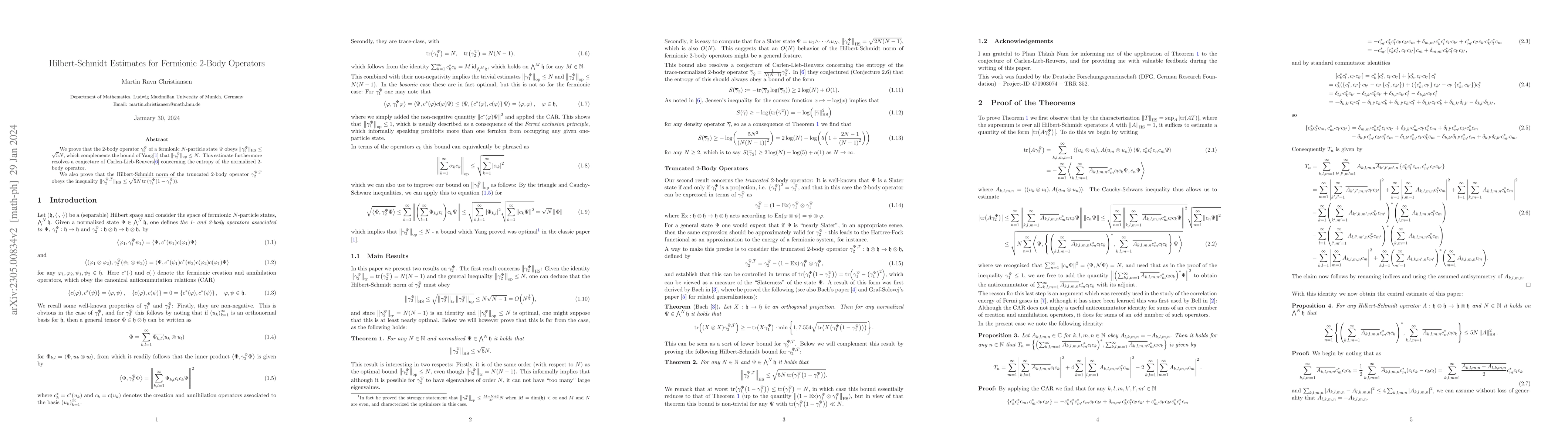 Thumbnail for Hilbert-Schmidt Estimates for Fermionic 2-Body Operators