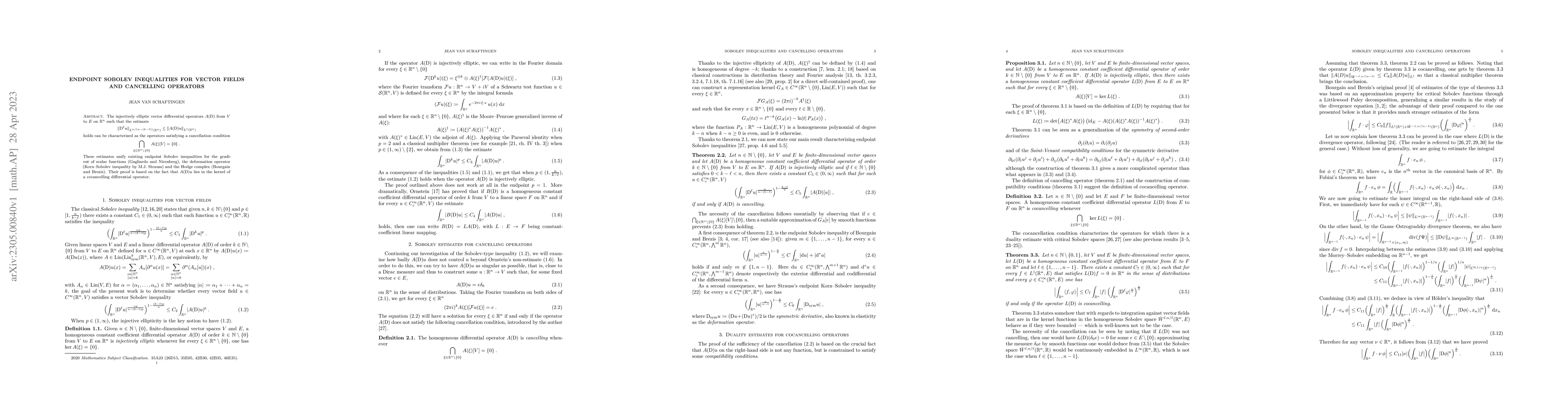 Thumbnail for Endpoint Sobolev inequalities for vector fields and cancelling operators