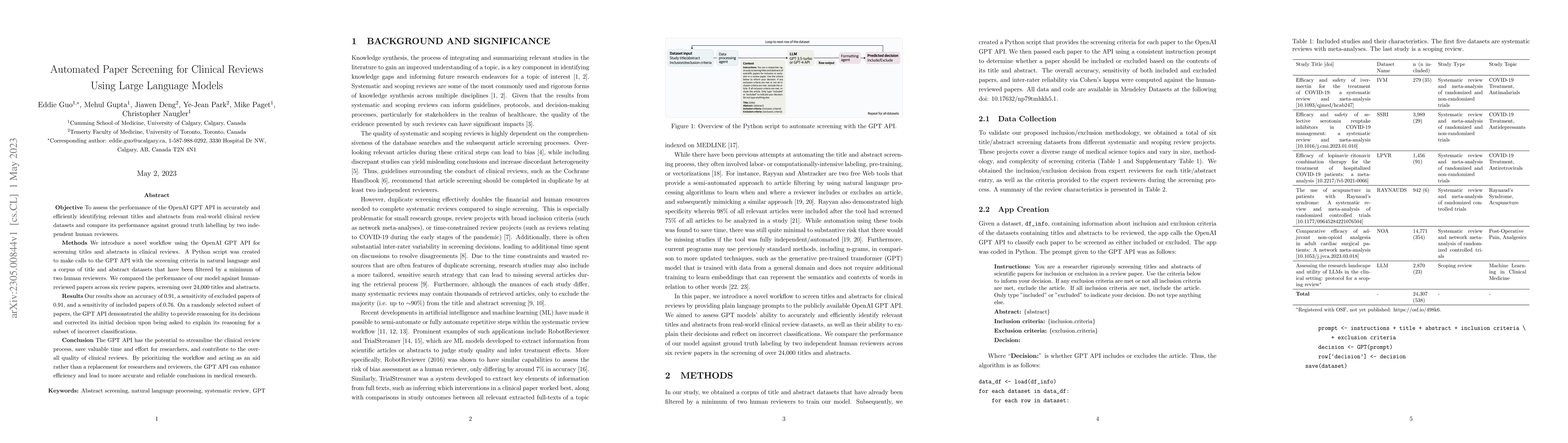 Thumbnail for Automated Paper Screening for Clinical Reviews Using Large Language
  Models