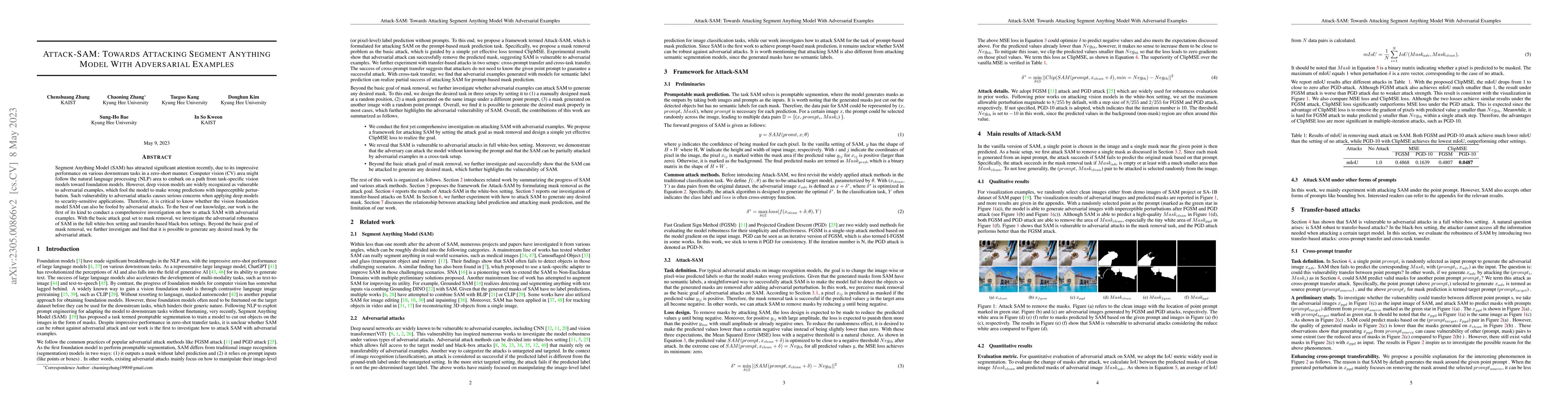 Thumbnail for Attack-SAM: Towards Attacking Segment Anything Model With Adversarial
  Examples