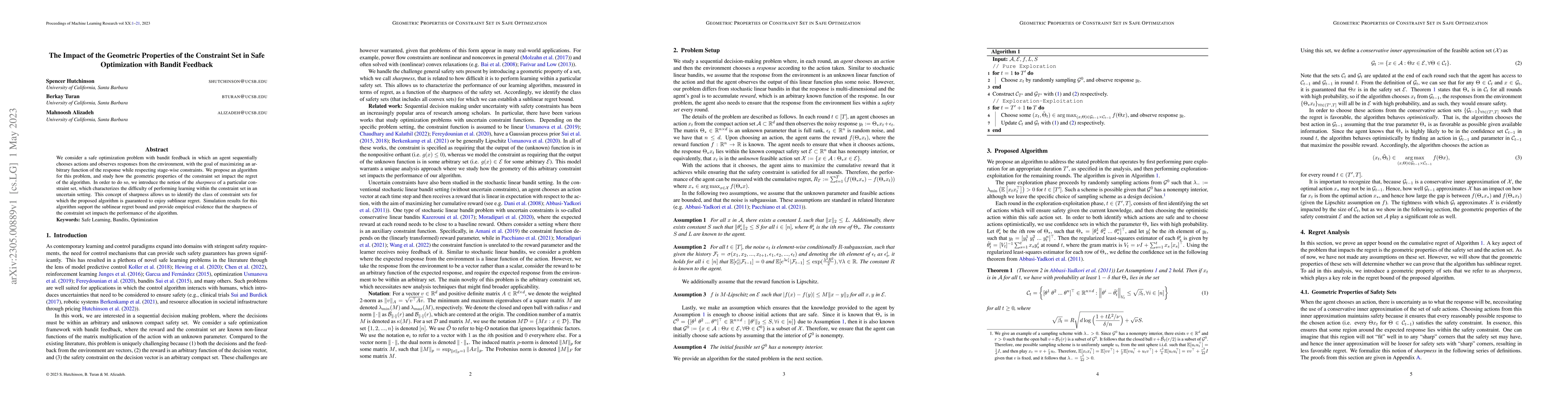 Thumbnail for The Impact of the Geometric Properties of the Constraint Set in Safe
  Optimization with Bandit Feedback