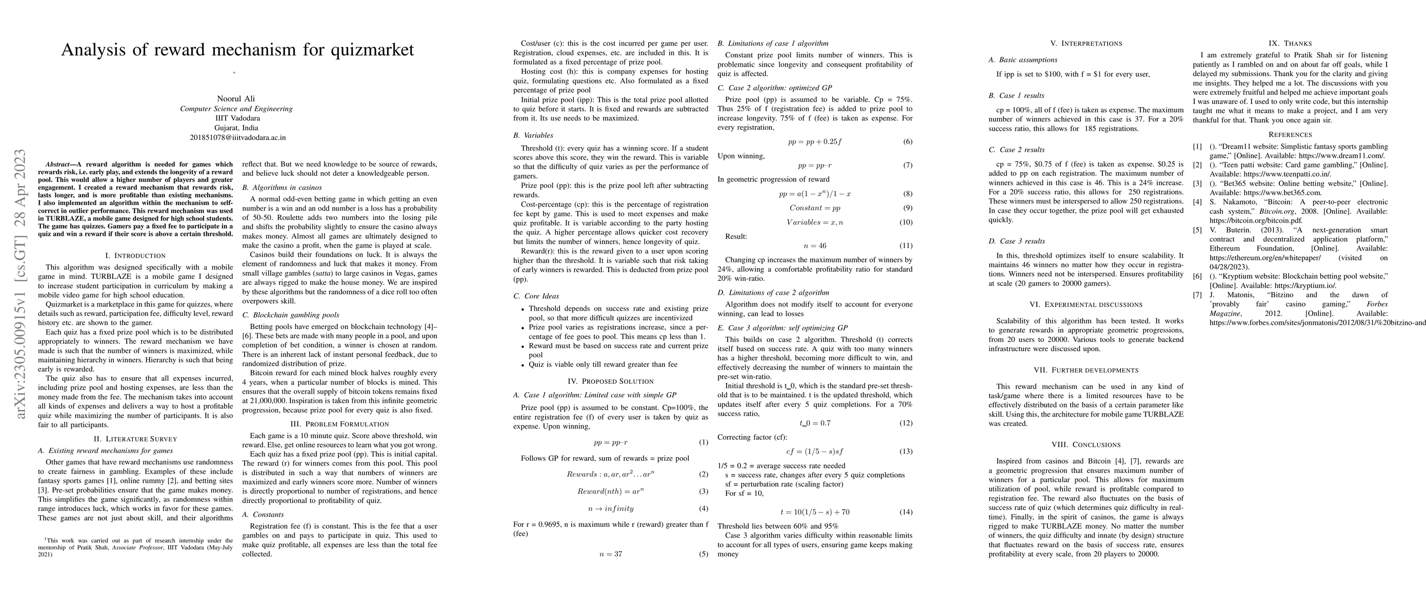Thumbnail for Analysis of reward mechanism for quizmarket