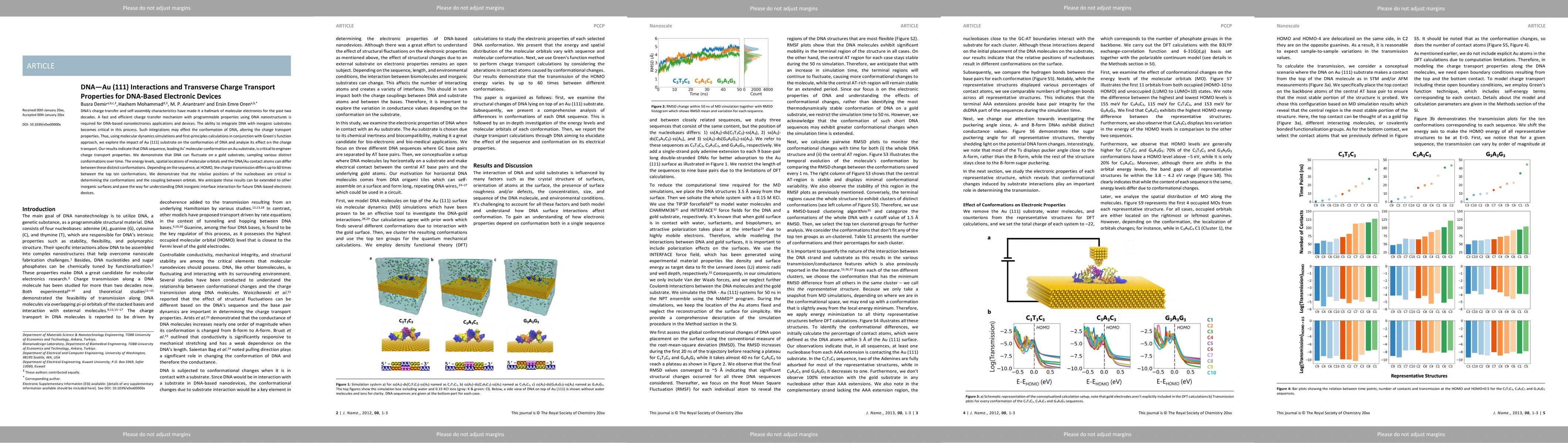 Thumbnail for DNA-Au (111) Interactions and Transverse Charge Transport Properties for
  DNA-Based Electronic Devices