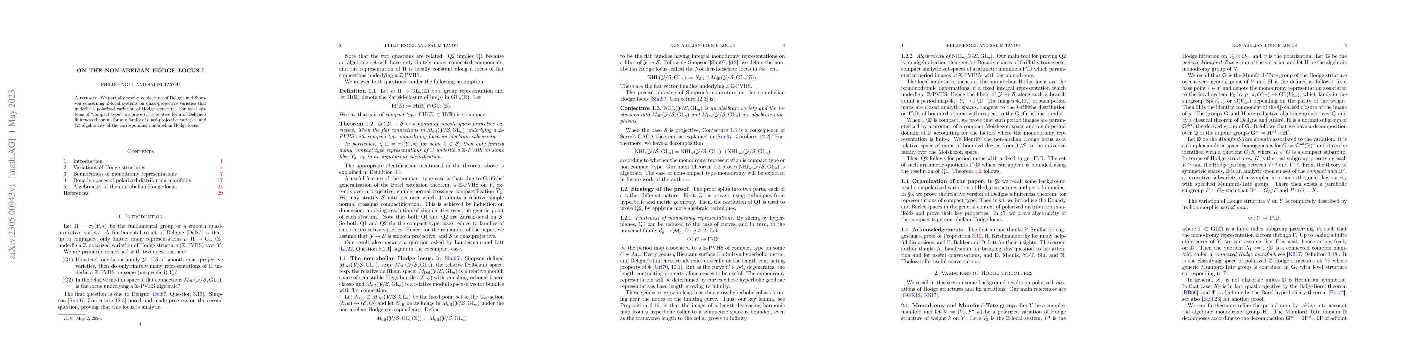 Thumbnail for On the non-abelian Hodge locus I