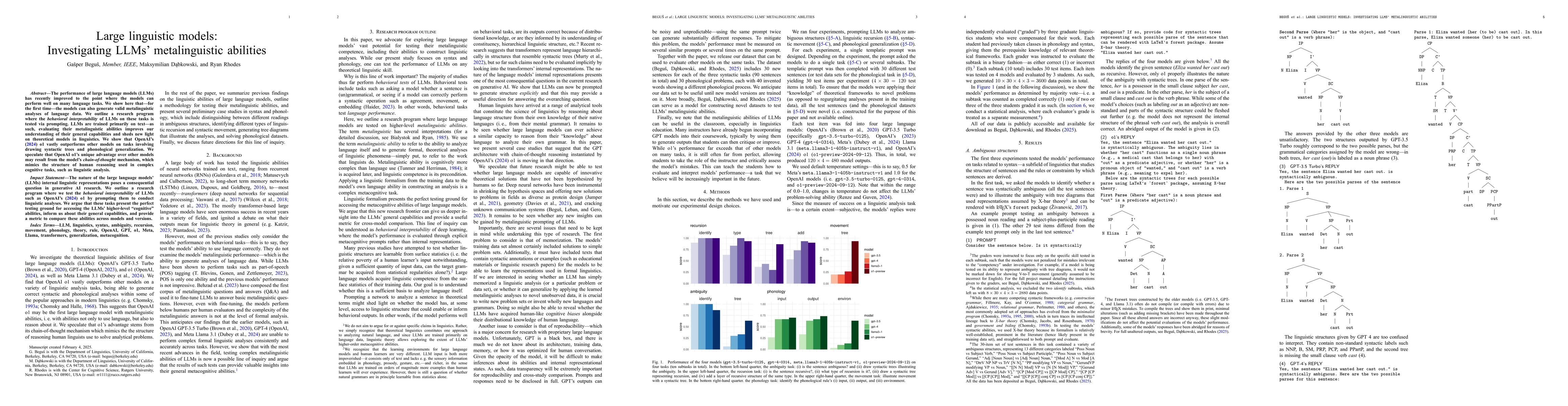Thumbnail for Large Linguistic Models: Analyzing theoretical linguistic abilities of
  LLMs