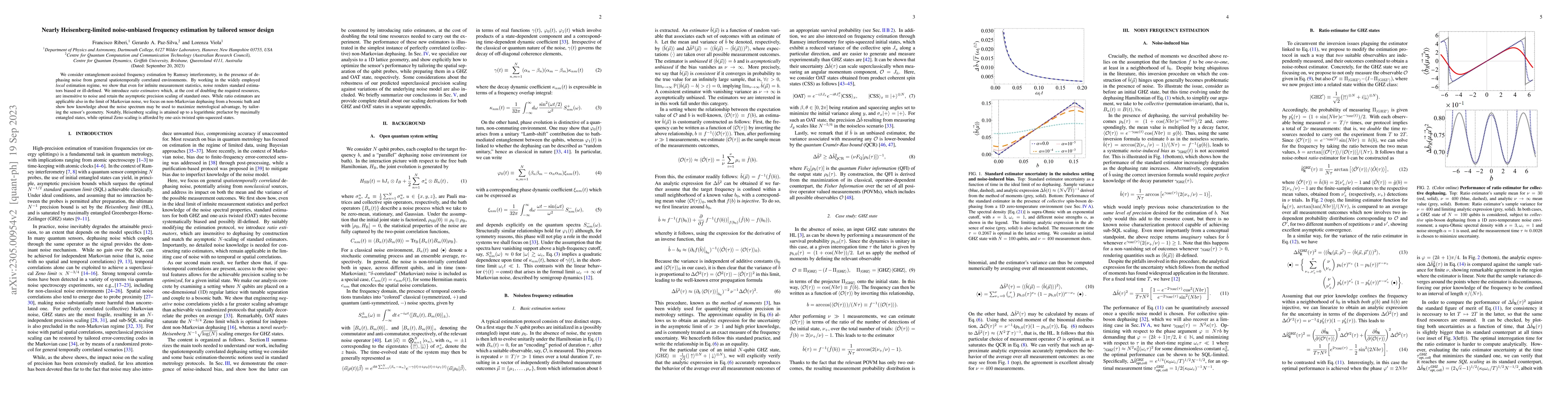 Thumbnail for Nearly Heisenberg-limited noise-unbiased frequency estimation by
  tailored sensor design