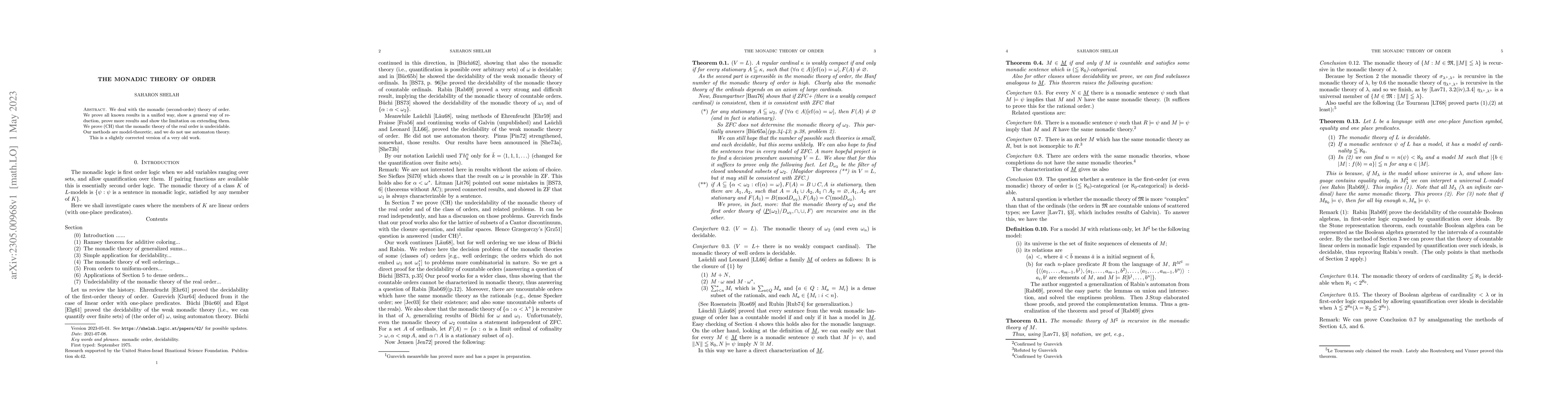 Thumbnail for The monadic theory of order
