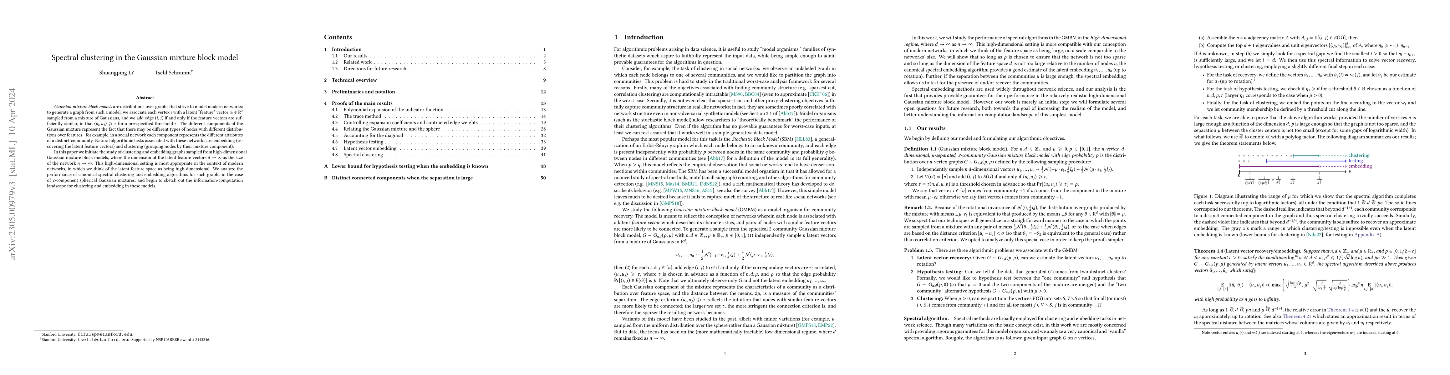 Thumbnail for Spectral clustering in the Gaussian mixture block model