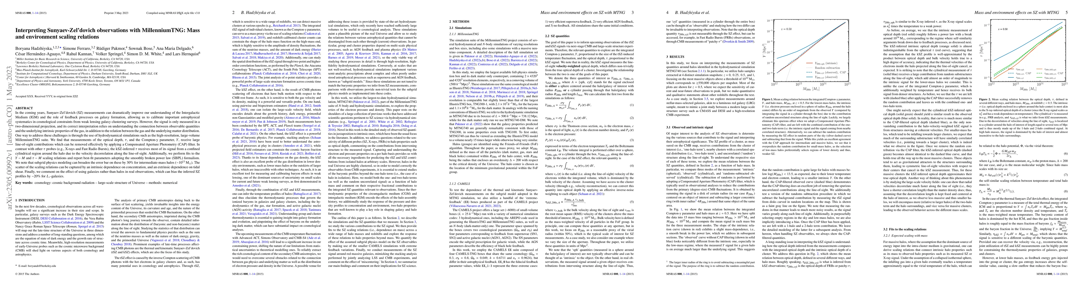 Thumbnail for Interpreting Sunyaev-Zel'dovich observations with MillenniumTNG: Mass
  and environment scaling relations