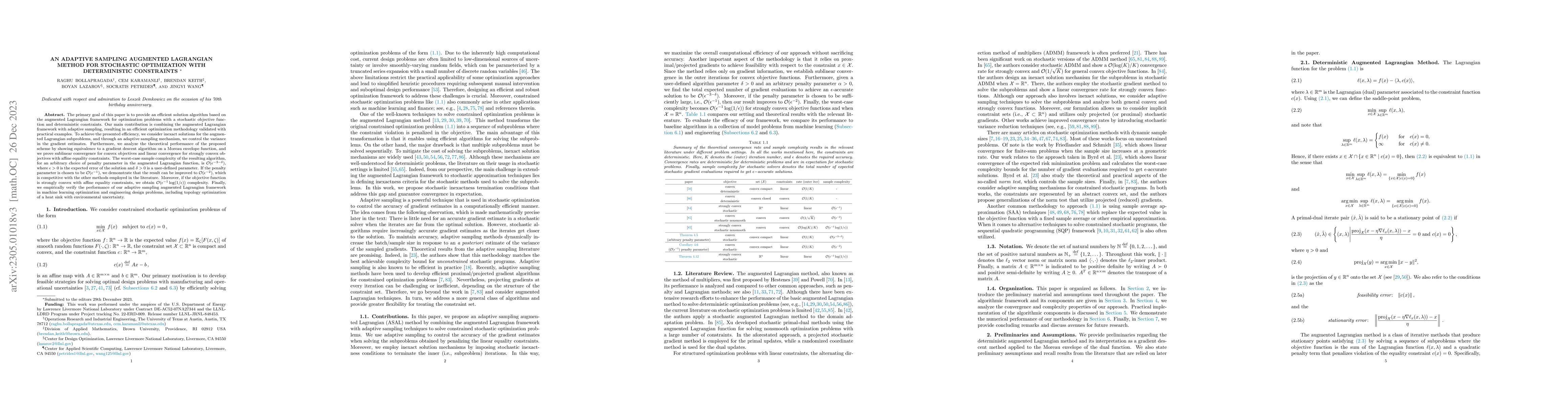Thumbnail for An Adaptive Sampling Augmented Lagrangian Method for Stochastic
  Optimization with Deterministic Constraints