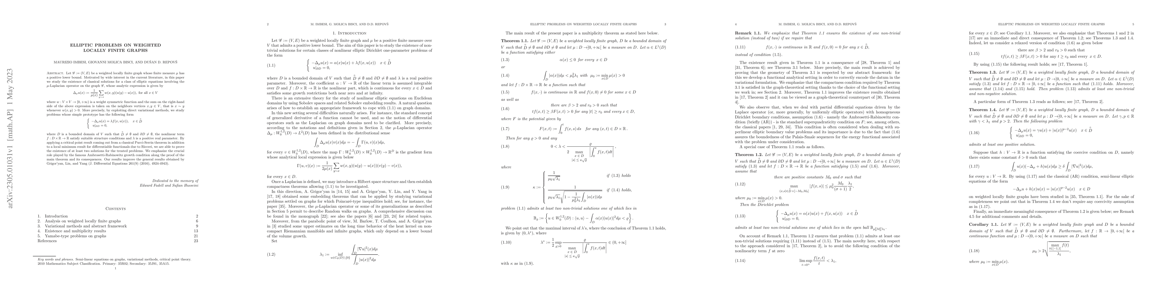 Thumbnail for Elliptic problems on weighted locally finite graphs