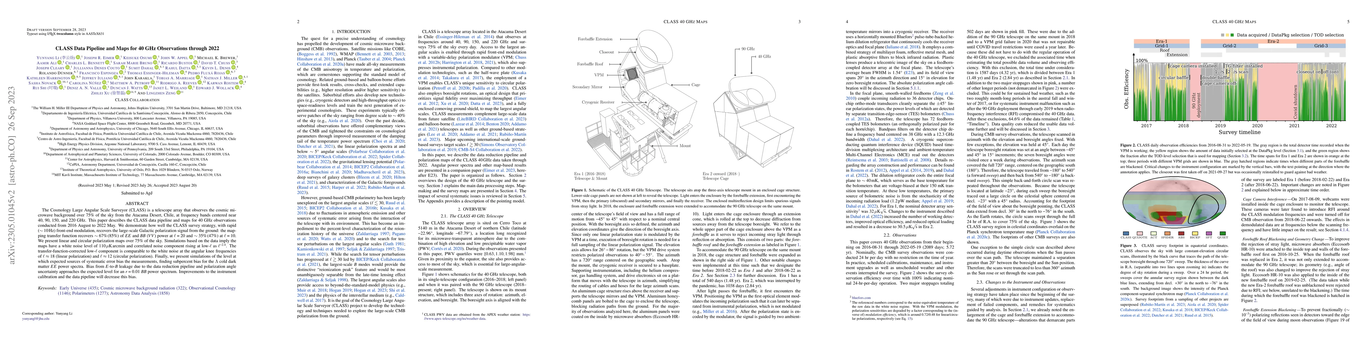 Thumbnail for CLASS Data Pipeline and Maps for 40 GHz Observations through 2022