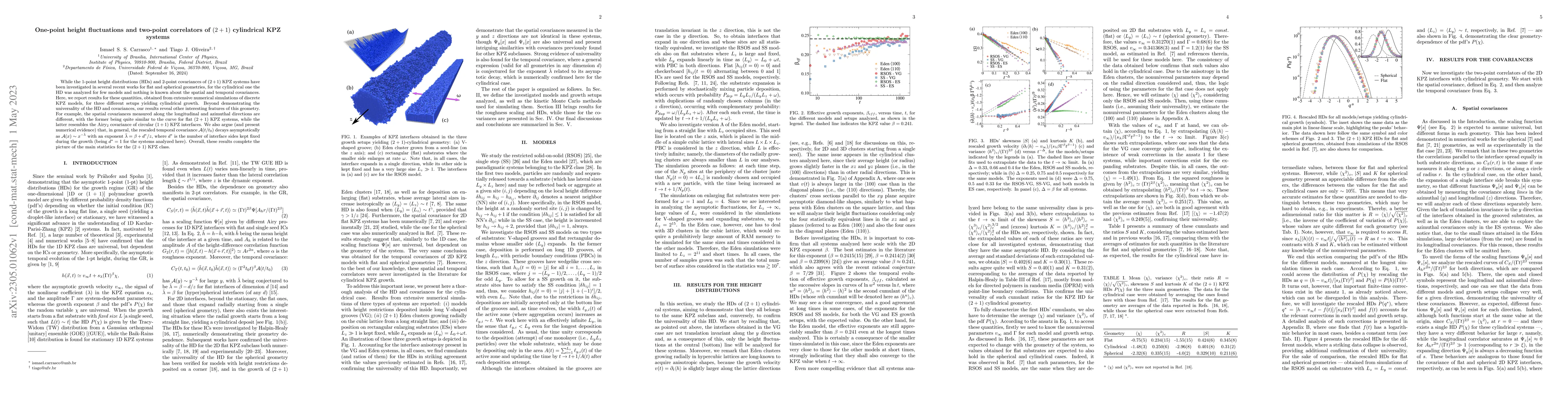 Thumbnail for One-point height fluctuations and two-point correlators of $(2+1)$
  cylindrical KPZ systems