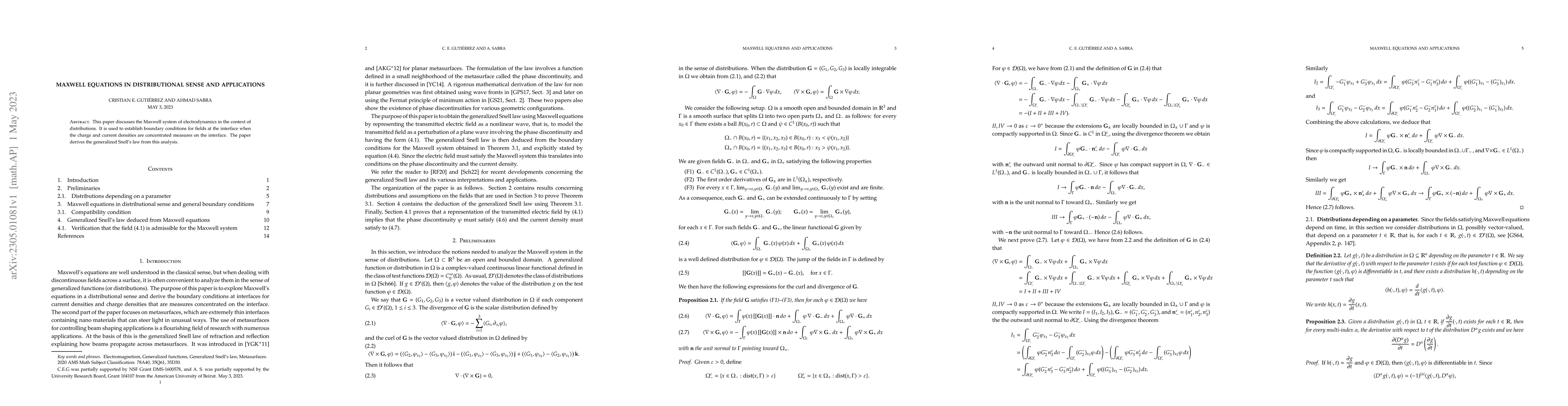 Thumbnail for Maxwell equations in distributional sense and applications